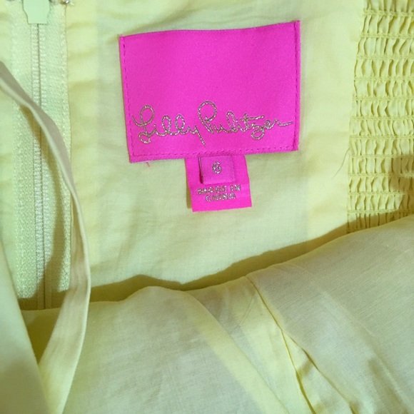 Lilly Pulitzer yellow long dress with floral design zipper in the back - Picture 6 of 11